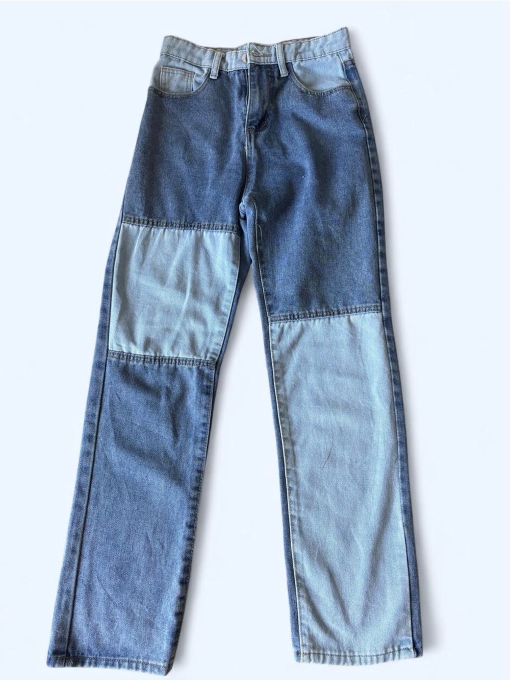 Women's Two-Tone Patchwork Blue Jeans